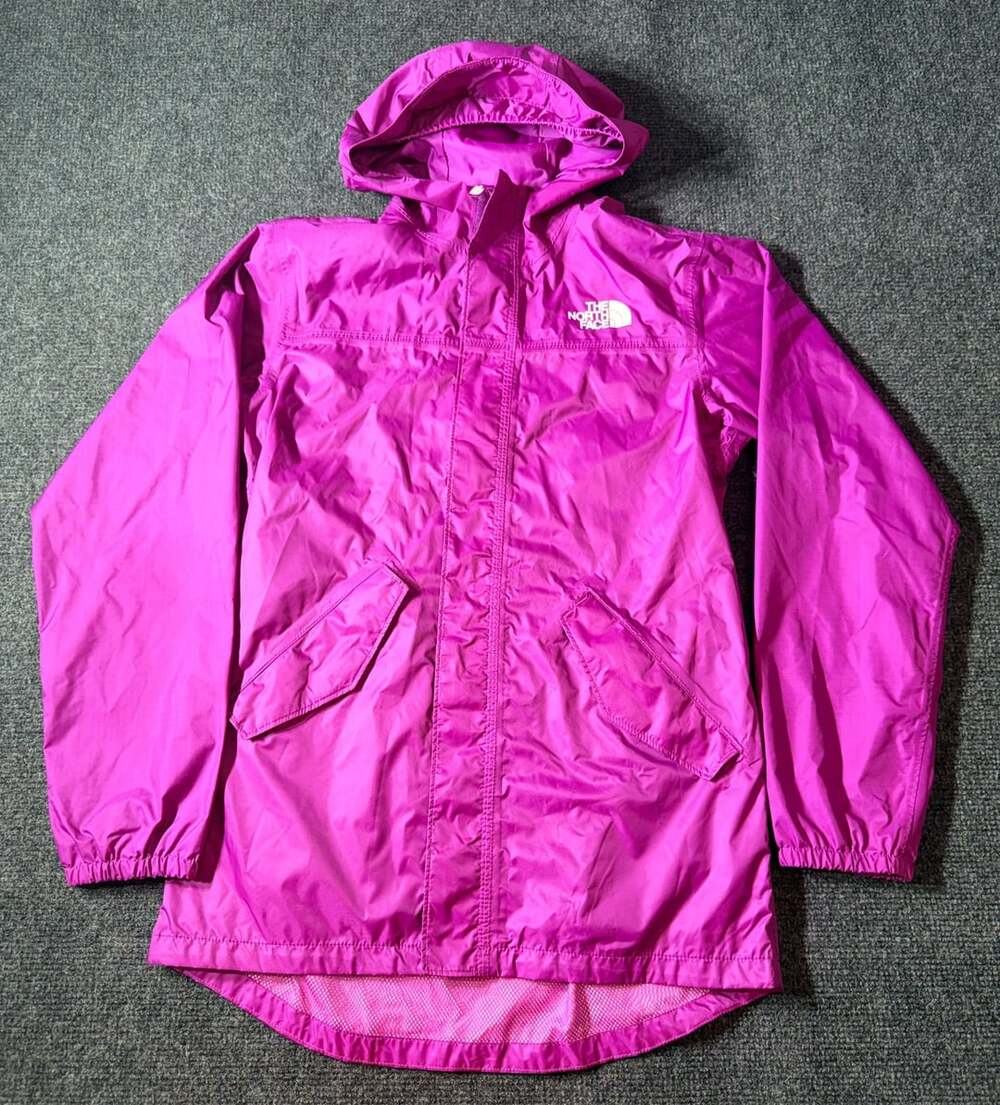 The North Face Youth Junior Hooded Zip-Up Rain Jacket Pink Size 14/16 Large